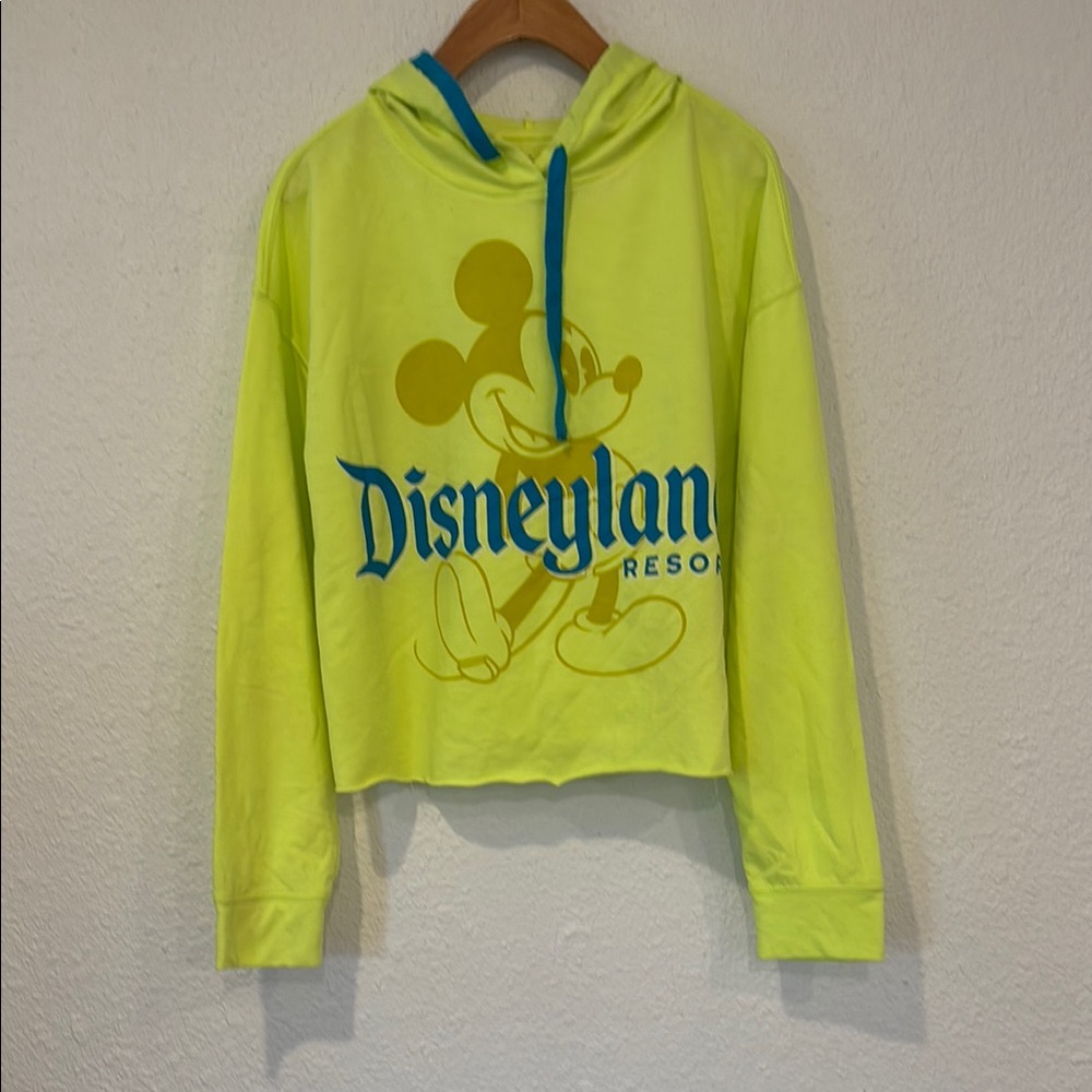 Disneyland Resort Electric Green/Yellow Cropped Hoodie Sz M